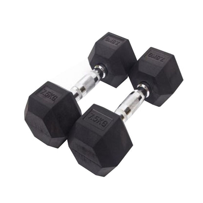 PAR Mancuerna Hexagonal Caucho Goma Crossfit Funcional 7.5 Kg PAR