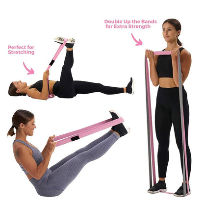 Set 3 Bandas Tela Loop Largas Ligas ElÃ¡sticas Fitness 2mtrs - Color Solido