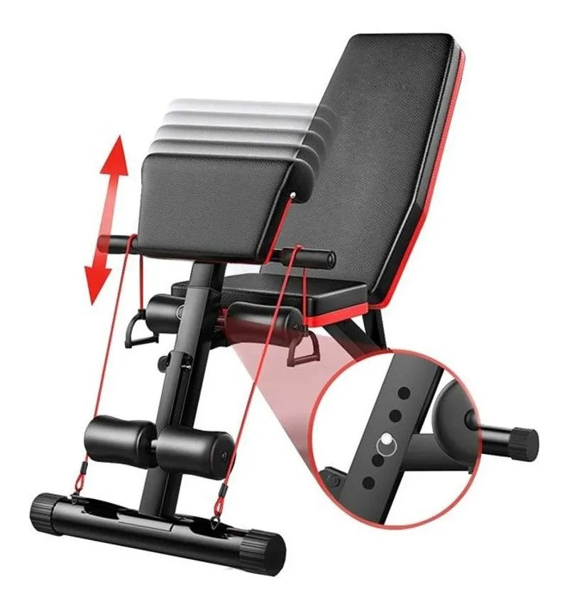 PACK BANCA CURL INCLINABLE MULTIFUNCIONAL +PAR MANCUERNAS +20KGS EN DISCOS