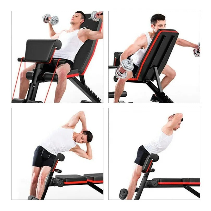 PACK BANCA CURL INCLINABLE MULTIFUNCIONAL +PAR MANCUERNAS +20KGS EN DISCOS