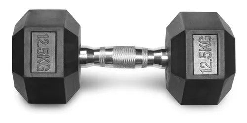Mancuerna Hexagonal Caucho Goma Crossfit Funcional 12.5 Kg - UNIDAD