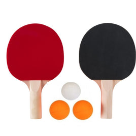 Set Paleta Raqueta Ping Pong + 3 pelotas - mango madera natural