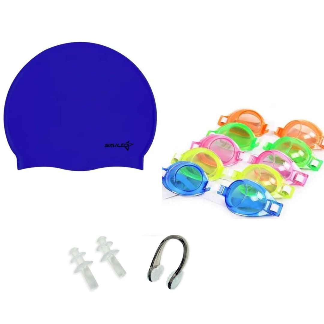 Pack natación  +Lentes +Gorro +Tapones oidos+clip nasal