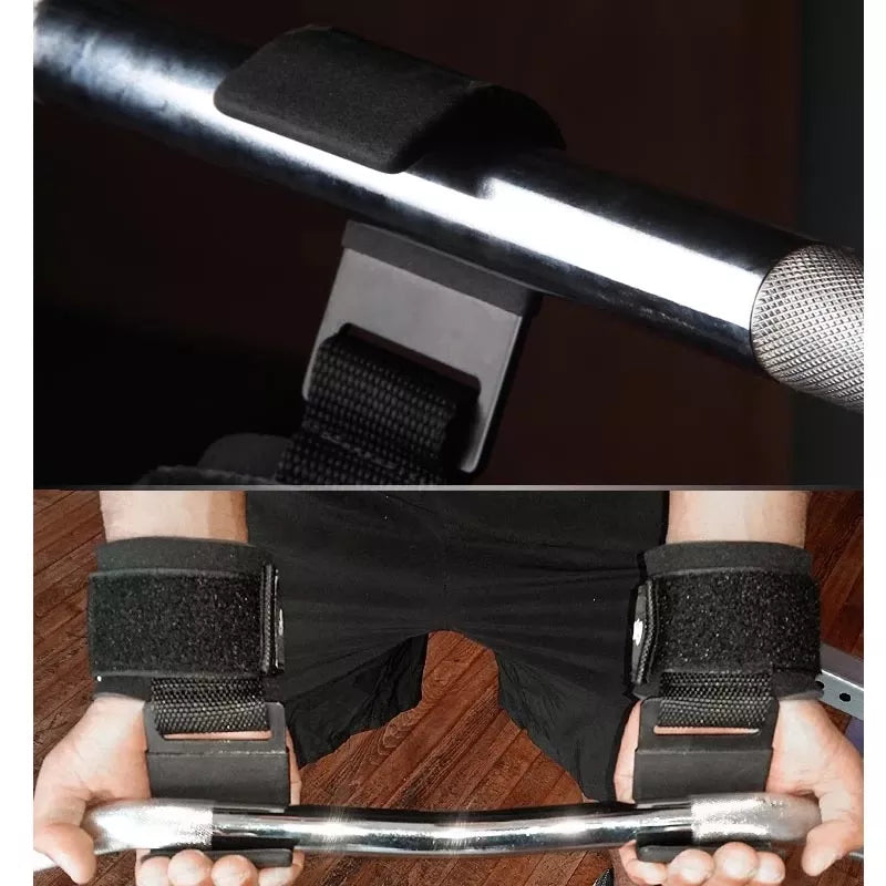 MuÃ±equera Con Gancho. Levantamiento Pesas Gimnasio Crossfit - Negro