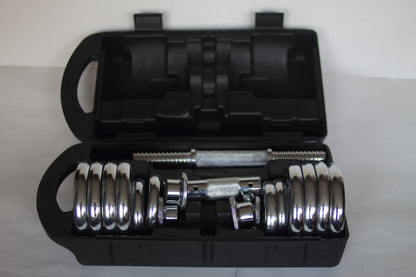 Kit Dumbell Mancuerna Acero cromado regulable - 15KG