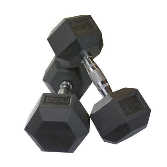 Mancuerna Hexagonal Caucho Goma Crossfit Funcional 12.5 Kg - PAR