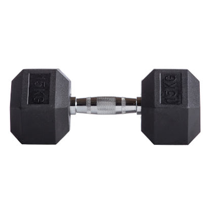 Mancuerna Hexagonal Caucho Goma Crossfit Funcional 15 Kg - UNIDAD