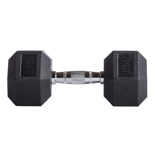 Mancuerna Hexagonal Caucho Goma Crossfit Funcional 15 Kg - UNIDAD