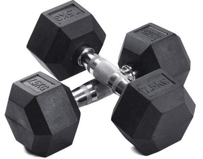 PAR Mancuerna Hexagonal Caucho Goma Crossfit Funcional 7.5 Kg PAR