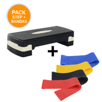 Pack Step aerobico 2 niveles + Set bandas elásticas