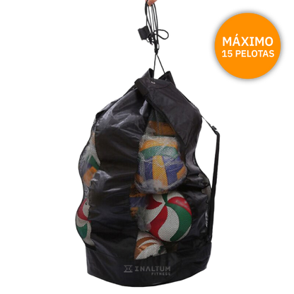Balonera Saco Bolso XL 15 Balones - Futbol Volei Basquet - Negro