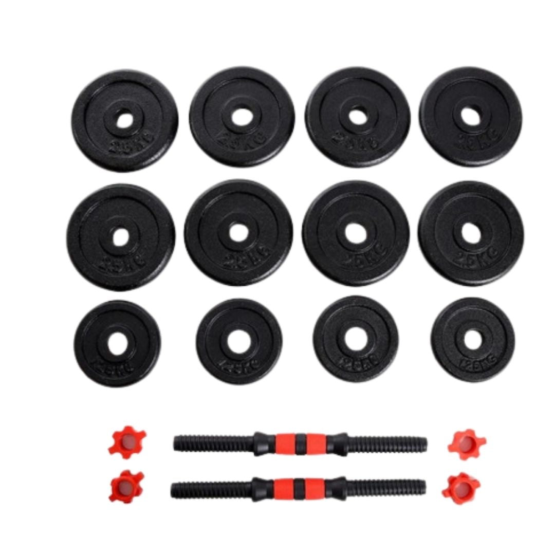 Pack PAR Mancuernas cementada PVC + Union + discos 20 Kg