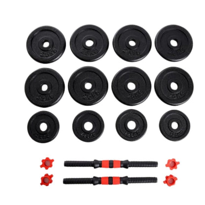 Pack PAR Mancuernas cementada PVC + Union + discos 20 Kg