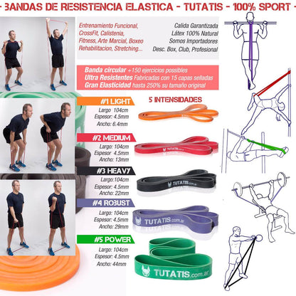 Pack Bandas largas Calistenia, ancho 45 + 32 + 21 + 12 mm