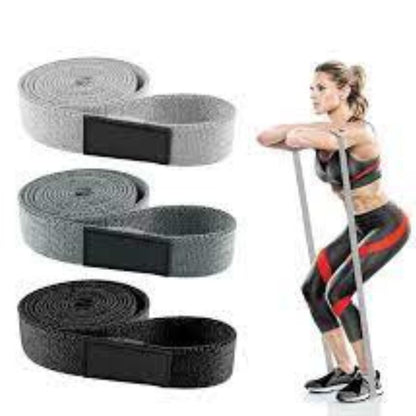 Set 3 Bandas Tela Loop Largas Ligas ElÃ¡sticas Fitness 2mtrs - Color Solido