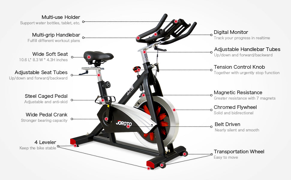 Bicicleta estática Spinning Magnética Volante 15.8 Kg Prof - Alto Trafico X2