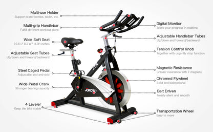 Bicicleta estática Spinning Magnética Volante 15.8 Kg Prof - Alto Trafico X2
