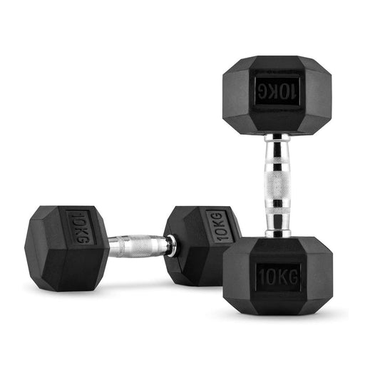 Mancuerna Hexagonal Caucho Goma Crossfit Funcional 10 Kg - PAR