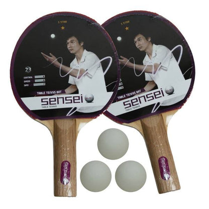Set Ping Pong 2 Paletas + 3 Pelotas - Marca Sensei