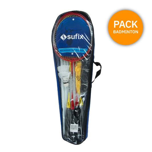 Pack Badminton 4+Raquetas +Plumillas +Red + Soportes + Bolso