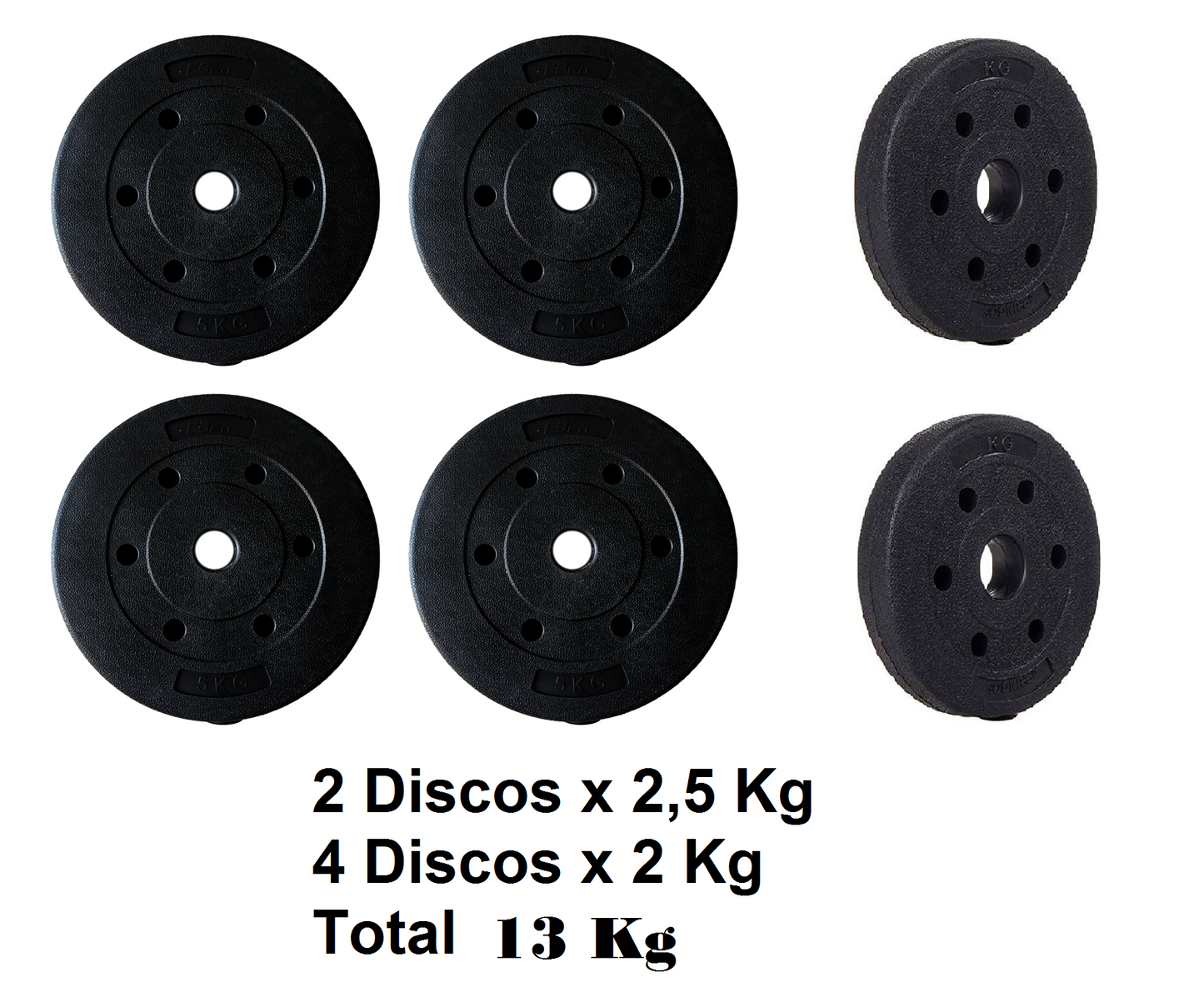 Pack Discos Peso 1par 2,5 Y 2pares 2kg- Total 13kg