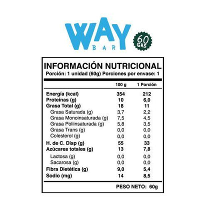 CAJA WAY BARRITAS ENERTICAS VEGANA – DISPLAY 16 UNIDADES SNACK BAR