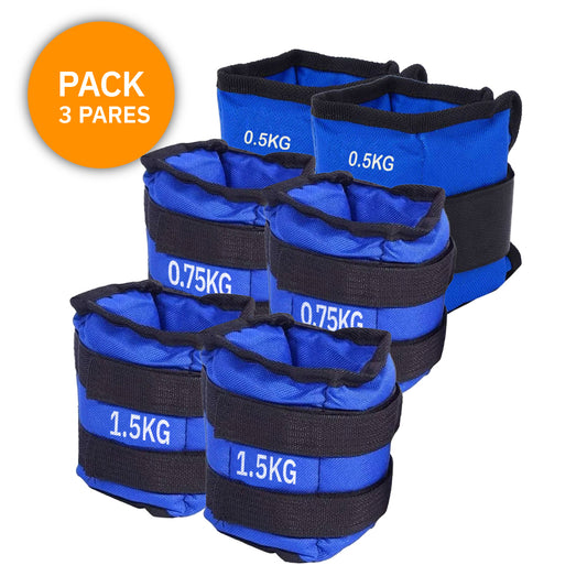 Pack 3 pares Tobilleras Peso Ejercicio Total 5kg