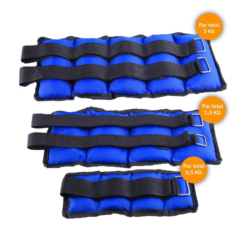 Pack 3 pares Tobilleras Peso Ejercicio Total 5kg