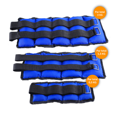 Pack 3 pares Tobilleras Peso Ejercicio Total 5kg