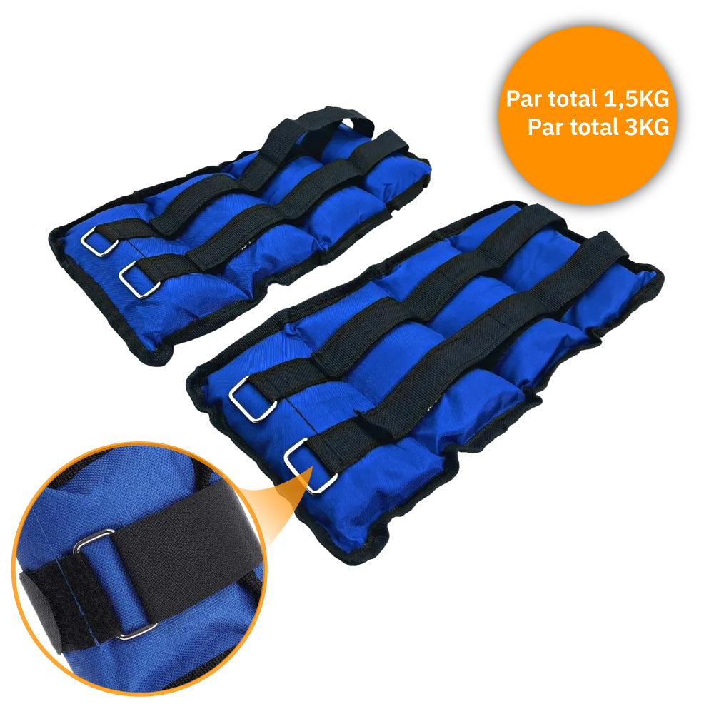Pack 3 pares Tobilleras Peso Ejercicio Total 5kg