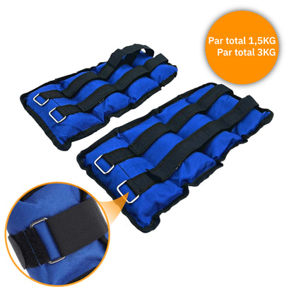 Pack 3 pares Tobilleras Peso Ejercicio Total 5kg