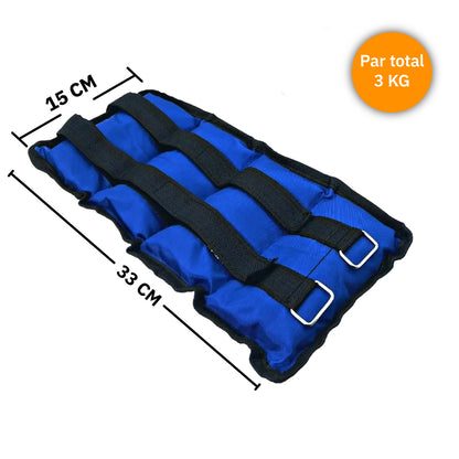 Pack 3 pares Tobilleras Peso Ejercicio Total 5kg